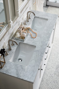 Bathroom Vanities Outlet Atlanta Renovate for LessSavannah 60" Bright White Double Vanity w/ 3 CM Carrara White Top
