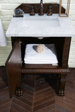 Load image into Gallery viewer, Balmoral 26&quot; Single Vanity Cabinet, Antique Walnut w/ 3 CM Carrara Marble Top