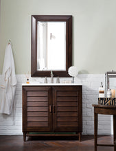Load image into Gallery viewer, Portland 36&quot; Single Vanity, Burnished Mahogany w/ 3 CM Arctic Fall Solid Surface Top