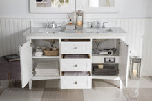 Load image into Gallery viewer, Palisades 60&quot; Double Vanity, Bright White w/ 3 CM Arctic Fall Solid Surface Top