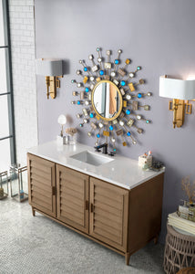 Portland 60" Single Vanity Whitewashed Walnut, w/ 3 CM White Zeus Quartz Top