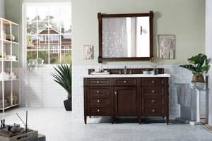 Brittany 60" Burnished Mahogany Single Vanity w/ 3 CM Arctic Fall Solid Surface Top