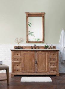 Providence 60" Single Vanity Cabinet, Driftwood, w/ 3 CM Eternal Jasmine Pearl Quartz Top