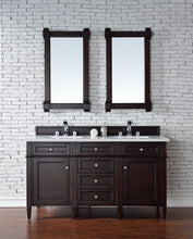 Load image into Gallery viewer, Brittany 60&quot; Burnished Mahogany Double Vanity w/ 3 CM Classic White Quartz Top
