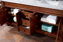 Load image into Gallery viewer, Brookfield 72&quot; Double Vanity, Warm Cherry w/ 3 CM Carrara MarbleTop