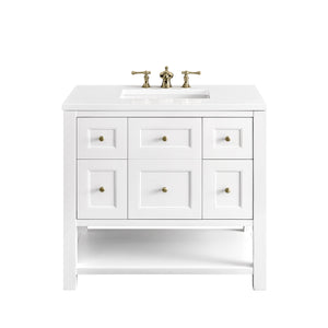 Breckenridge 36" Single Vanity, Bright White w/ 3CM White Zeus Top