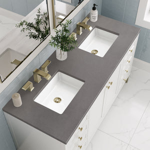 Chicago 60" Double Vanity, Glossy White w/ 3CM Grey Expo Top