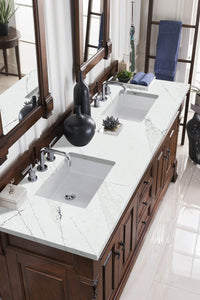 Bathroom Vanities Outlet Atlanta Renovate for LessBrookfield 72" Double Vanity, Warm Cherry w/ 3 CM Ethereal Noctis Quartz Top