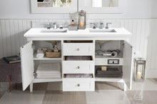 Load image into Gallery viewer, Palisades 60&quot; Double Vanity, Bright White, w/ 3 CM White Zeus Quartz Top