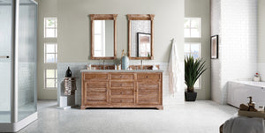 Savannah 72" Double Vanity Cabinet, Driftwood, w/ 3 CM Eternal Serena Quartz Top