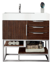 Load image into Gallery viewer, Columbia 36&quot; Single Vanity, Coffee Oakw/ Glossy White Composite Top