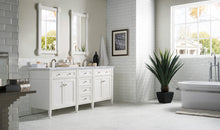Load image into Gallery viewer, Brittany 72&quot; Bright White Double Vanity w/ 3 CM Carrara Marble Top