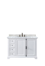 Load image into Gallery viewer, Providence 48&quot; Bright White Single Vanity w/ 3 CM Carrara Marble Top