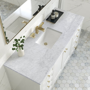 Chicago 60" Single Vanity, Glossy White w/ 3CM Carrara Marble Top