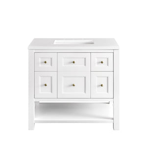 Breckenridge 36" Single Vanity, Bright White w/ 3CM White Zeus Top