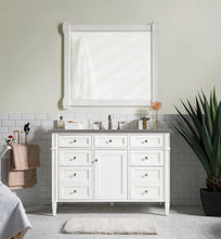 Load image into Gallery viewer, Brittany 48&quot; Bright White Single Vanity w/ 3 CM Grey Expo Quartz Top