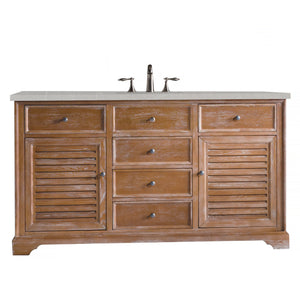 Savannah 60" Single Vanity Cabinet, Driftwood, w/ 3 CM Eternal Serena Quartz Top