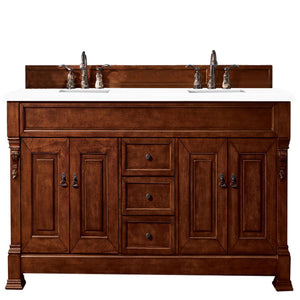 Brookfield 72" Double Vanity, Warm Cherry w/ 3 CM Classic White Quartz Top