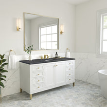 Load image into Gallery viewer, Chicago 60&quot; Single Vanity, Glossy White w/ 3CM Charcoal Soapstone Top