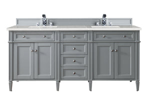 Brittany 72" Urban Gray Double Vanity w/ 3 CM Eternal Serena Quartz Top