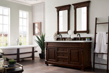 Load image into Gallery viewer, Brookfield 60&quot; Double Vanity, Burnished Mahogany w/ 3 CM Eternal Jasmine Pearl Quartz Top
