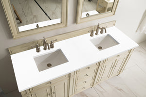 Bristol 72" Double Vanity, Vintage Vanilla, w/ 3 CM White Zeus Quartz Top