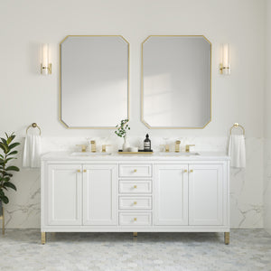 Chicago 72" Double Vanity, Glossy White w/ 3CM Arctic Fall Top