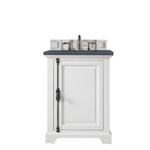 Providence 26" Single Vanity Cabinet, Bright White, w/ 3 CM Charcoal Soapstone Quartz Top