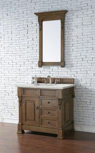 Brookfield 36" Single Vanity, Country Oak w/ 3 CM Eternal Jasmine Pearl Quartz Top