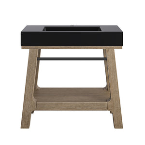 Auburn 36" Sink Console, Weathered Timber w/ Black Matte Mineral Composite Top