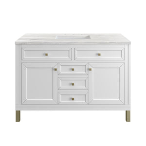 Chicago 48" Single Vanity, Glossy White w/ 3CM Arctic Fall Top