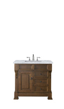 Load image into Gallery viewer, Brookfield 36&quot; Single Vanity, Country Oak w/ 3 CM Carrara Marble Top