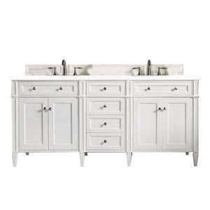 Brittany 72" Bright White Double Vanity w/ 3 CM White Zeus Quartz Top