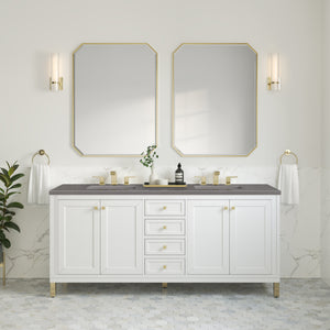 Chicago 72" Double Vanity, Glossy White w/ 3CM Grey Expo Top