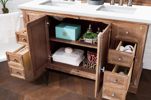 Bathroom Vanities Outlet Atlanta Renovate for LessProvidence 60" Double Vanity Cabinet, Driftwood, w/ 3 CM White Zeus Quartz Top