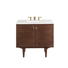 Load image into Gallery viewer, Amberly 36&quot; Single Vanity, Mid-Century Walnut w/ 3CM White Zeus Top