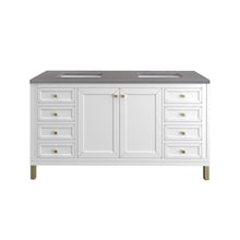 Load image into Gallery viewer, Chicago 60&quot; Double Vanity, Glossy White w/ 3CM Grey Expo Top
