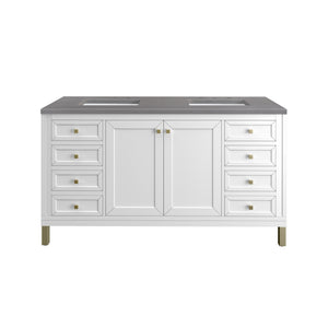 Chicago 60" Double Vanity, Glossy White w/ 3CM Grey Expo Top