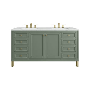 Chicago 60" Double Vanity, Smokey Celadon w/ 3CM Ethereal Noctis Top