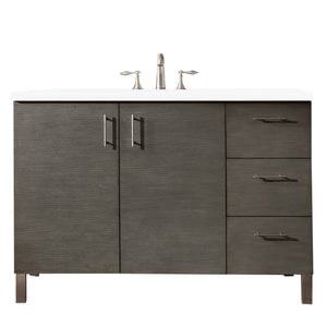 Metropolitan 48" Single Vanity, Silver Oak, w/ 3 CM White Zeus Quartz Top