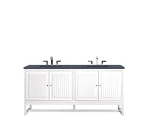 Load image into Gallery viewer, Athens 72&quot; Double Vanity Cabinet, Glossy White, w/ 3 CM Charcoal Soapstone Quartz Top