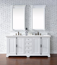 Load image into Gallery viewer, Providence 72&quot; Bright White Double Vanity w/ 3 CM Arctic Fall Solid Surface Top James Martin