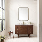Amberly 48" Single Vanity, Mid-Century Walnut w/ 3CM Carrara Marble Top