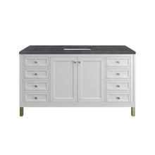 Load image into Gallery viewer, Chicago 60&quot; Single Vanity, Glossy White w/ 3CM Charcoal Soapstone Top