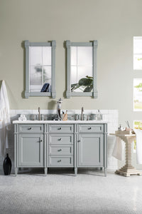 Brittany 60" Urban Gray Double Vanity w/ 3 CM Arctic Fall Solid Surface Top