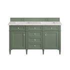 Brittany 60" Double Vanity, Smokey Celadon w/ 3CM Eternal Jasmine Pearl Top