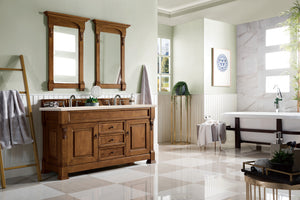 Brookfield 60" Double Vanity, Country Oak w/ 3 CM Eternal Marfil Quartz Top