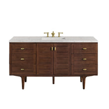 Load image into Gallery viewer, Amberly 60&quot; Single Vanity, Mid-Century Walnut w/ 3CM Eternal Jasmine Pearl Top