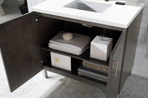 Bathroom Vanities Outlet Atlanta Renovate for LessMetropolitan 36" Single Vanity, Silver Oak, w/ 3 CM White Zeus Quartz Top
