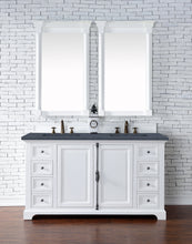 Load image into Gallery viewer, Providence 60&quot; Double Vanity Cabinet, Bright White, w/ 3 CM Charcoal Soapstone Quartz Top James Martin